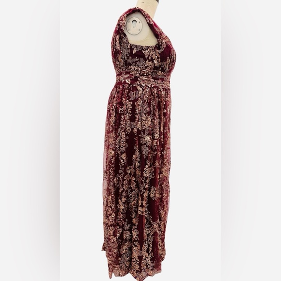 Soiéblu Burgundy Lace Formal Midi Dress 1XL Prom Wedding Guest brand new - Picture 4 of 12